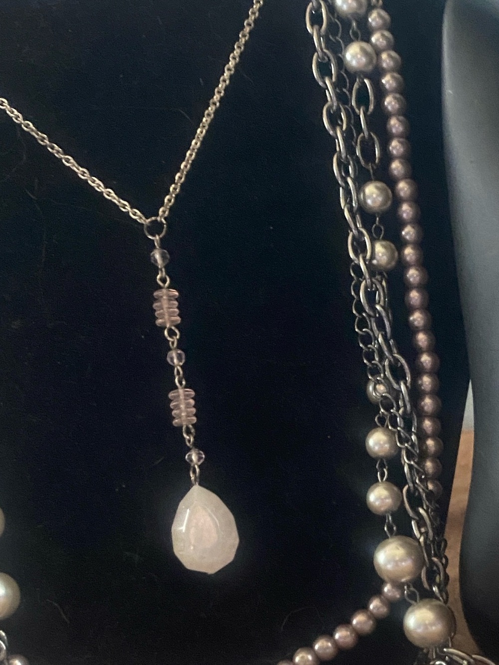 Multi-strand freshwater baroque pearls, Delicate White Teardrop Pendant Necklace - Picture 7 of 11